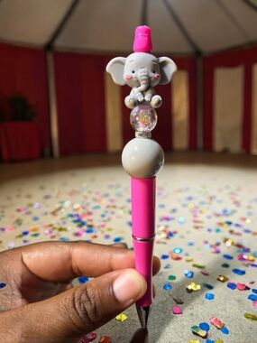Handcrafted  Pink Elephant Top Pen